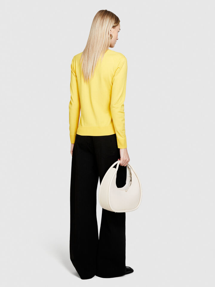 Solid colored sweater - women's crew neck sweaters - Yellow | Sisley image number 3